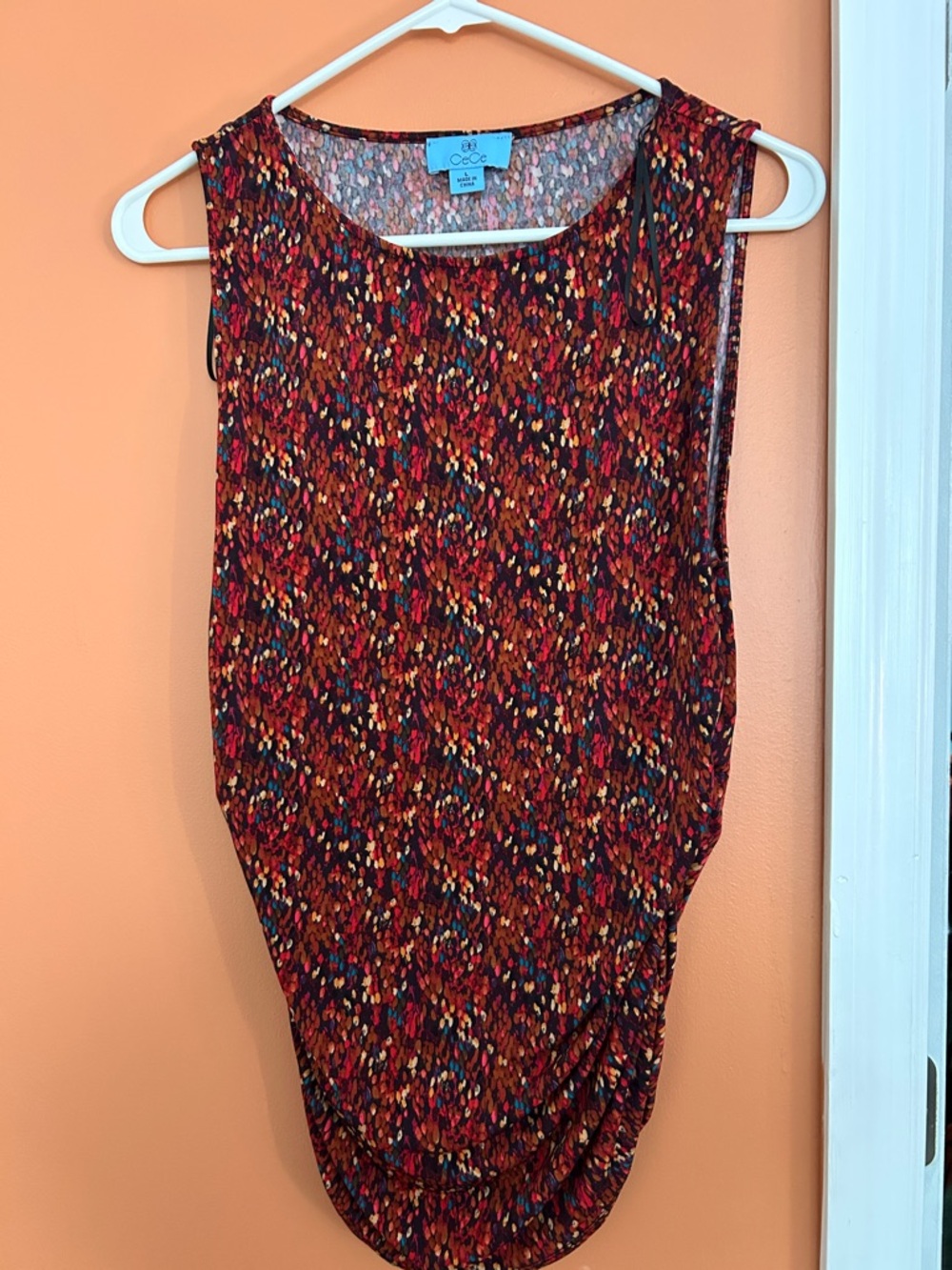 CeCe Red-Multi Confetti Print Sleeveless Top